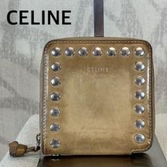 CELINE セリーヌ　ロゴ入り 二つ折り財布 レザー ブラウン　キャメル CELINE セリーヌ ロゴ入り 二つ折り財布 レザー ブラウン