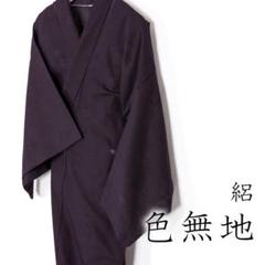 R7SK862 色無地 絽 夏物 薄物 地紋 落ち着いた紫 草花 シルク 着物