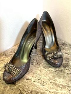 DIANA ダイアナ ラメ＆リボン付きパンプス　ハイヒール　23cm 結婚式