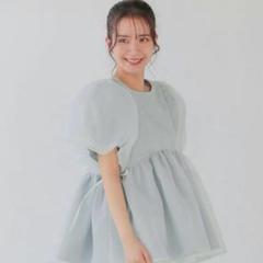 fitmore クリンクルシアーオーガンジーペプラムトップス ブルー クリンクルシアーオーガンジーペプラムトップス【宅配便】 | Fit
