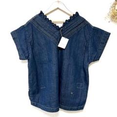45R 小麦デニムのタックレースTシャツ