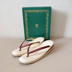 胡蝶履き　本革　Мサイズ　金色系　赤ライン　三段　日本製　B品　神田胡蝶 胡蝶履き 本革 Мサイズ 金色系 赤ライン 三段 日本製 B品 神田