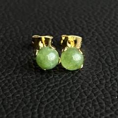 天然石NO.92 ピアス トルマリン　グリーン　6mm