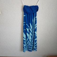 【美品 フラダンス衣装】ブルー Ocean Blue Bird ワンピース 白 Ocean Blue Bird -オーシャンブルーバード-》｜フラダンス衣装