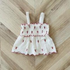 ZARA KIDS ザラキッズ ガーゼ刺繍トップス 92cm ピンク ホワイト