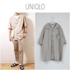 ユニクロ　オープンカラーシャツ　ゆったりサイズ　ベージュ　L 半袖UNIQLO