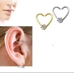 軟骨ピアス ボディピアス cz×シルバー ハート 1pcs