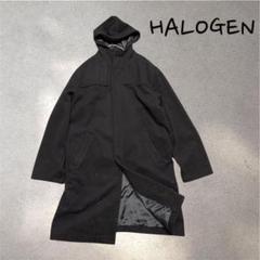 ハロゲン【M】フード付き ブラック チェスターコート　メンズ　ユニセックス