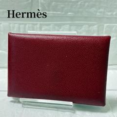 HERMES カルヴィ カードケース ヴォーエプソン レッド 赤 名刺入れ