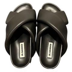 【JIL SANDER】レザー ストラップ サンダル / Black 最終値下げ】JIL SANDER レザー クロスストラップ サンダル