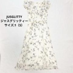 JUSGLITTY スケッチフラワープリントワンピース 美品 JUSGLITTY（ジャスグリッティー）の「スケッチフラワープリント
