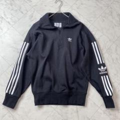 adidas ジャージ ハーフジップ パーカー トレフォイル 刺繍 XL 古着 アディダス adidas パーカー ハーフジップ スウェット