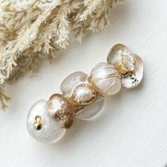 即完♡ヘアクリップ　うるちゅる♡ゴールド×ミルキーホワイト×クリア