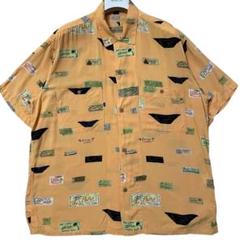 美品 Papas アロハシャツ 半袖 総柄 レーヨン M