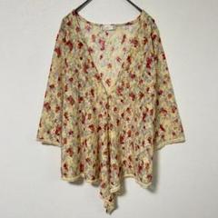 【グリーム】M フラワーレースカーディガン ループボタン 花柄 羽織 h1385