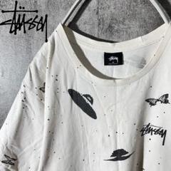 [大人気]　ステューシー　Tシャツ　ストックロゴ　総柄　UFO　蝶　存在感◎