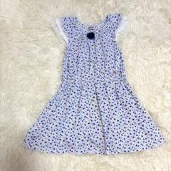 ミキハウス ワンピース レース 花柄 ブルー　綿 日本製 女の子　120