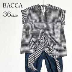 BACCA シルク混 ラミーギンガム ラップブラウス チェック柄 チョコミント