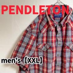Y498【PENDLETON】半袖チェック柄シャツ【XXL】レッド