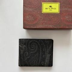 新品未使用品　箱付き　ETRO エトロ　長財布　ペイズリー柄　ブラック エトロ ETRO 長財布 ロングウォレット ネイビーレザー
