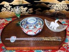大聖寺伊万里　金襴手　欄干に唐人の図　５寸皿 　N1337AS-BHf 大聖寺伊万里 金襴手 五艘船に阿蘭陀人図 6寸皿