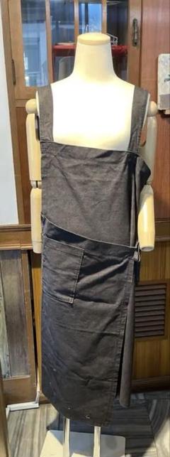 ダークグレー アシメエプロン　ラップスタイル　ハンドメイド　未使用