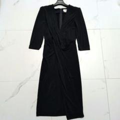 ✨美品✨ケイミー 黒 ドレープワンピース 7 カシュクール 上品シルエット ✨美品✨ケイミー 黒 ドレープワンピース 7 カシュクール 上品