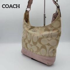★COACH★ ショルダーバッグ シグネチャー ベージュ ピンク F17490