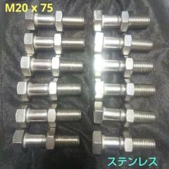 六角ボルト (M20 x 75) +M20ナット　(ステンレス) 　12本セットのサムネイル