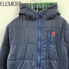 【ELEMENT】リバーシブルダウンジャケット　中綿　チェック　M　ネイビー