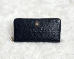 美品✨　アナスイ　長財布　黒　レザー　ラウンドファスナー　総柄　薔薇 美品✨ アナスイ 長財布 黒 レザー ラウンドファスナー 総柄 薔薇
