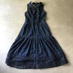 極美品*ピンクハウス デニム ワンピース リボン フリル 刺繍 大きいサイズ デニムドットジャカードワンピース｜ピンクハウスオフィシャル