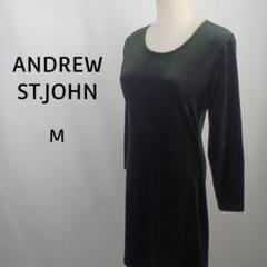 A.S.J　長袖　ワンピース　M　ブラック　ベロア　ラウンドネック