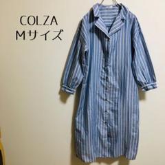 【COLZA コルザ】シャツワンピ　七分袖　ストライプ　ハニーズ　毛玉感　M