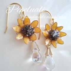 大人ジュエリー✧︎ミニ向日葵のフックピアス