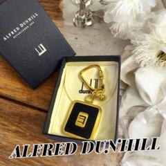 【美品】キーホルダー　Dunhill　ダンヒル　ゴールドカラー✖️レザー dunhill ダンヒル キーホルダー キーリング ゴールド ロゴ 小物