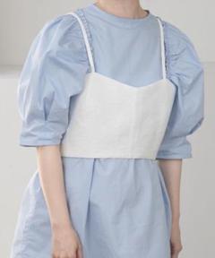 lawgy back ribbon double bustier ホワイト