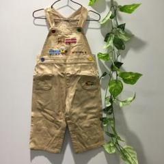 ミキハウス オーバーオール 刺繍入り くま列車 ベージュ 80サイズ