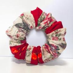レッド系 シュシュ ハンドメイド シンプル