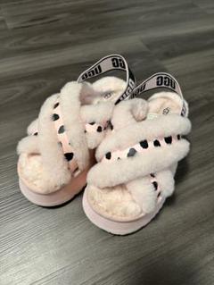 UGGディスクチェッカーディスコ チースライド 厚底 ファー