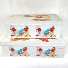 アンティーク】丸金製缶 ブリキケース 衣装ケース バンビ うさぎ 昭和レトロ