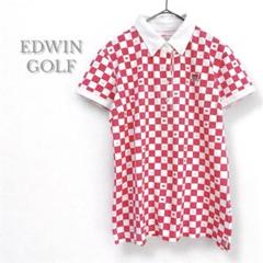 エドウィン EDWIN ゴルフウェア　半袖　ポロシャツ　総柄　ピンク　白　M