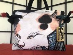 一閑張り　一閑張りバック　大 歌川国芳　着物猫　猫 一閑張り 一閑張りバック 歌川国芳 少し大きめ 猫も大きめ