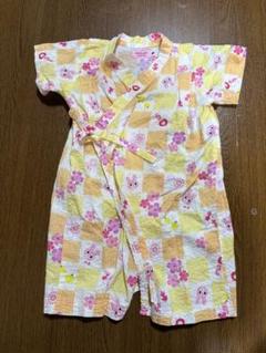 【MIKIHOUSE 70-80cm】ベビー甚平 花と動物プリント ロンパース