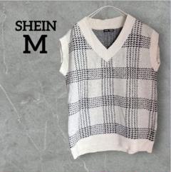 SHEIN 【M】 チェック柄 ノースリーブセーター シーイン 大きめ