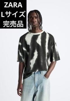 ZARA ザラ スプレープリント ニット Tシャツ Lサイズ 完売品
