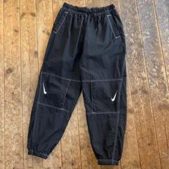 NIKE 白ステッチ ナイロン ジョガーパンツ ブラック リップストップ NIKE 白ステッチ ナイロン ジョガーパンツ ブラック リップス