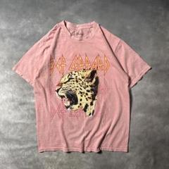 Q20 古着80s復刻　Def Leppard バンTシャツ　ピンク