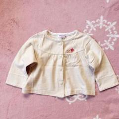 MIKI HOUSE カーディガン ベージュ 花刺繍 日本製 90