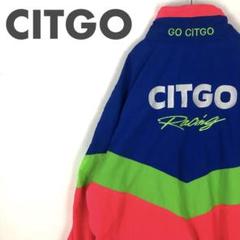 1838 レーシング　CITGO ビッグロゴ　刺繍　ゆるだぼ　切替　青　ピンク